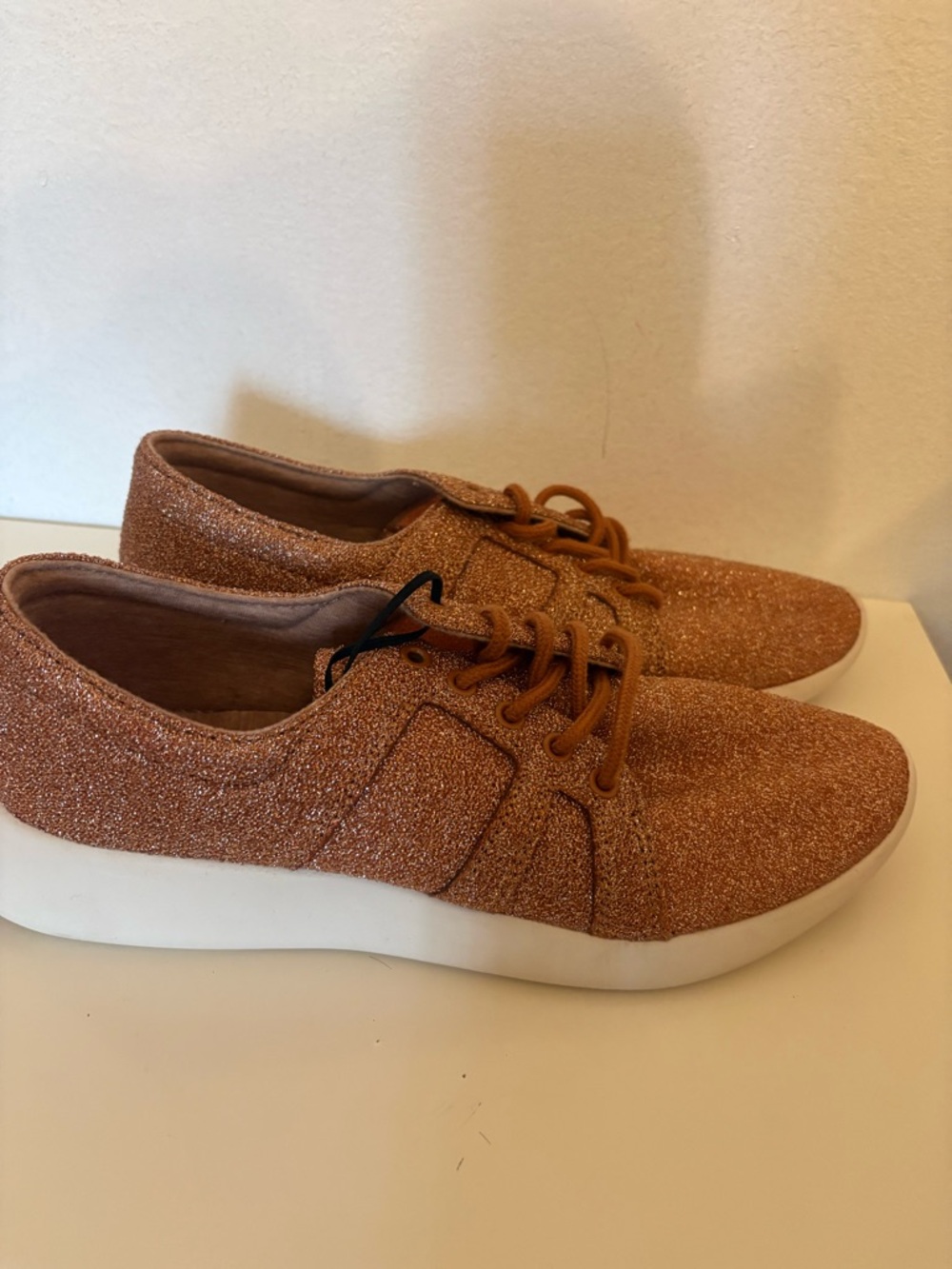 Zara Women's Glitter Lace-Up Sneakers in Copper Sparkle - Picture 2 of 4